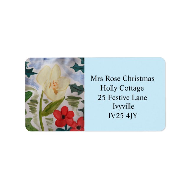 Fleurs d'hiver et Étiquette de adresse Holly (Devant)