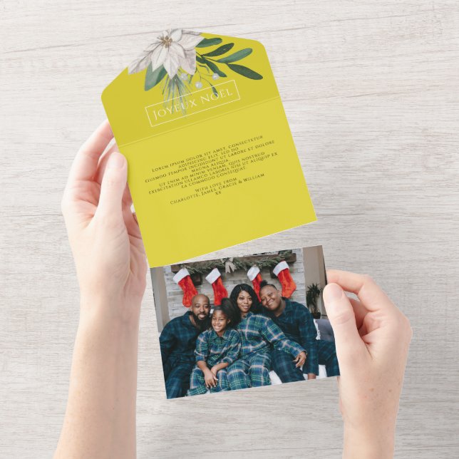 Fleurs d'hiver Joyeux Noël Elégante carte de Noël (Déchirure)