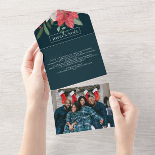 Fleurs d'hiver Joyeux Noël Elégante carte de Noël