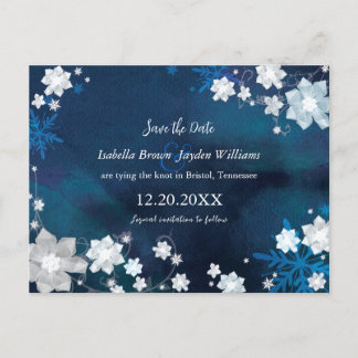 Fleurs d'hiver Mariage Bleu Marine Cartes de sauve