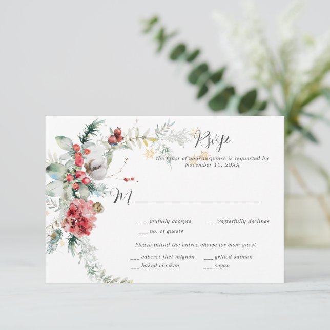 Fleurs d'hiver Rouge Fardé Blanc Pin Fougère RSVP (Debout devant)