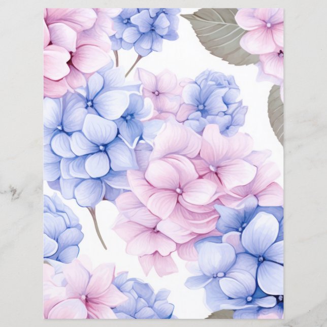 Fleurs d'hortensia à l'aquarelle découpage papier  (Devant)