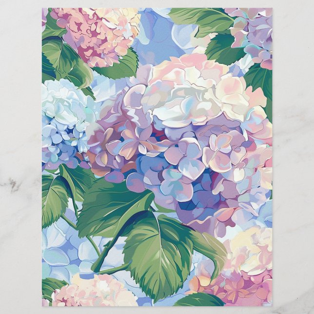 Fleurs d'hortensia à l'aquarelle papier découpé ti (Devant)