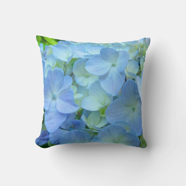 Fleurs d'Hortensia Bleu Coussin de jet Floral (Recto)
