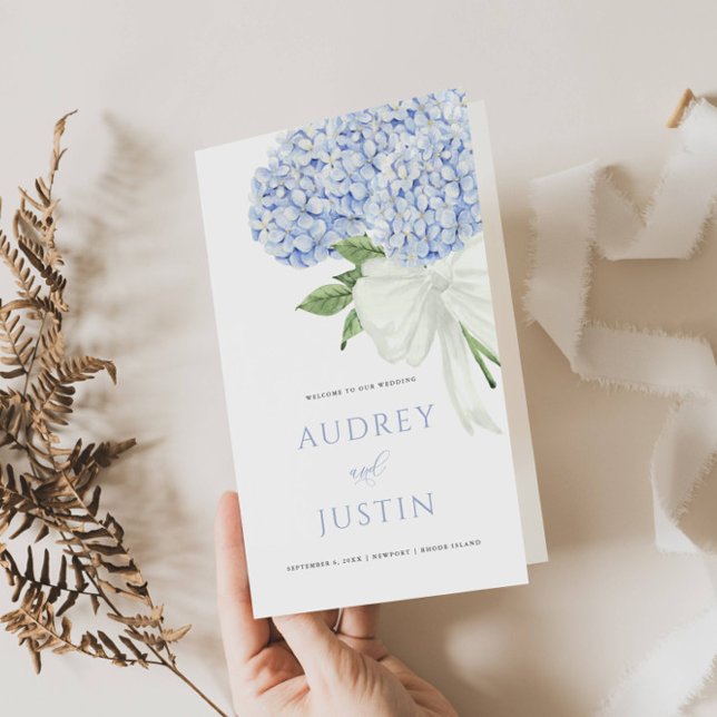 Fleurs d'hortensia bleu Programme en papier épais (Créateur téléchargé)