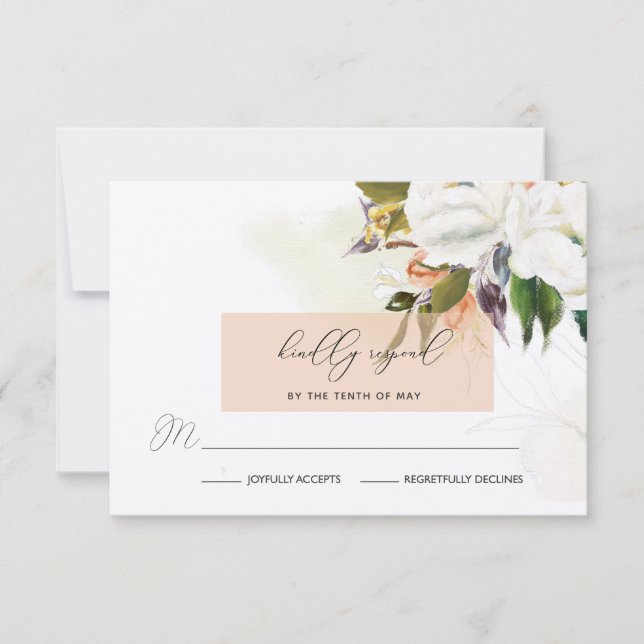 Fleurs d'huile peinte à la main Mariage RSVP en Pê (Devant)