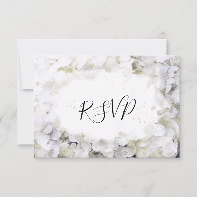 Fleurs d'Hydrangée Blanche Aquarelle Mariage RSVP (Devant)
