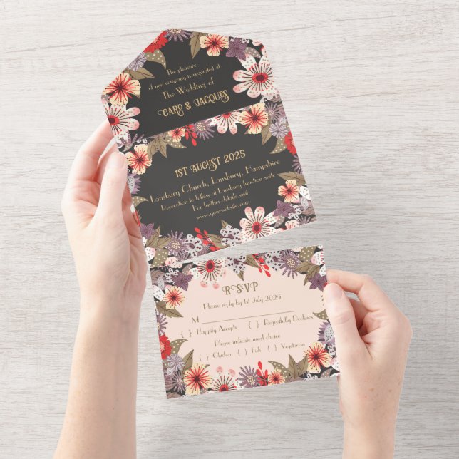 Fleurs d'Imaginaire - Faire-part de mariage tout-e (Déchirure)