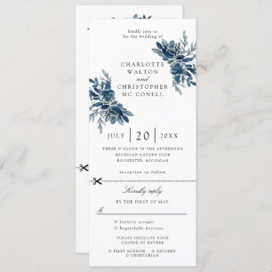 fleurs d'indigo faire-part de mariage avec rsvp at
