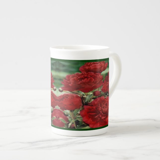 Fleurs d'oeillet rouges os Chine Mug (Devant droit)