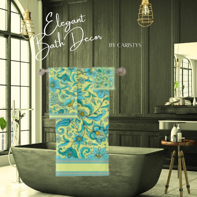 Fleurs d'oiseaux Bleus, Jaune, Brun clair (Créateur téléchargé)