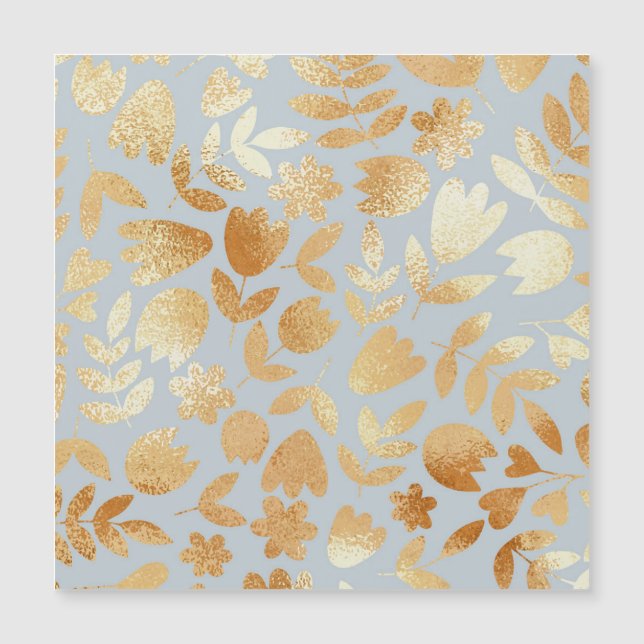 Fleurs d'or, arrière - plan bleu, imitation feuill (Devant)