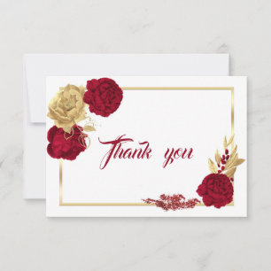 fleurs d'or bordeaux carte de remerciements géomét