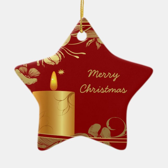 Fleurs d'or et ornement de Noël aux bougies (Devant)