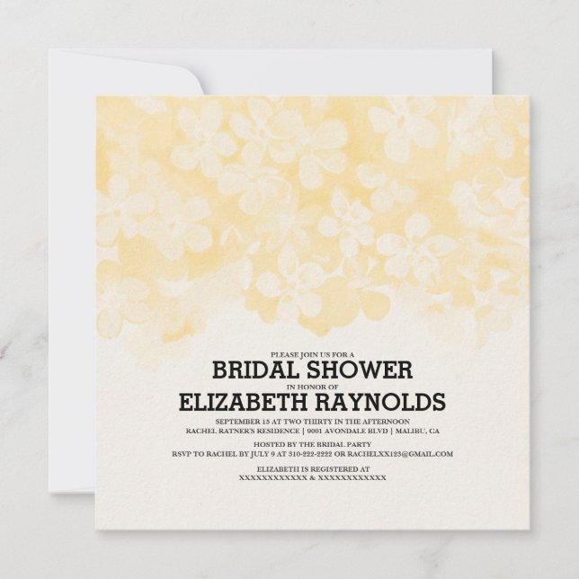 Fleurs d'or Invitations de douche nuptiale (Devant)