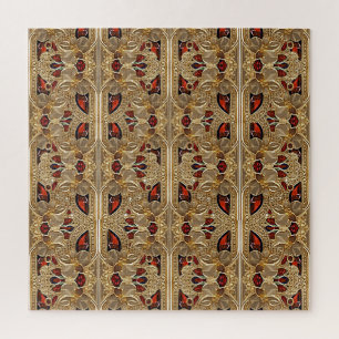 Fleurs d'or Puzzle décoratif rouge