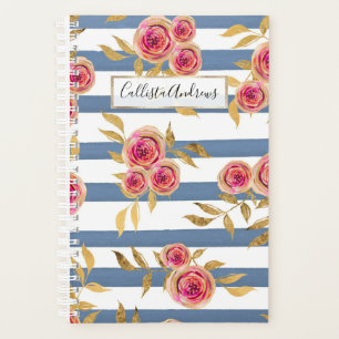 Fleurs d'or rose Pays Motif Bleu Grilles