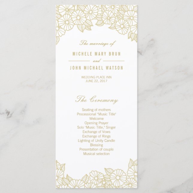 Fleurs d'or sur les Cartes en rack du programme de (Devant)