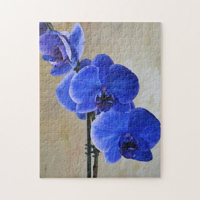 Fleurs d'orchidées bleues Puzzle floral (Vertical)