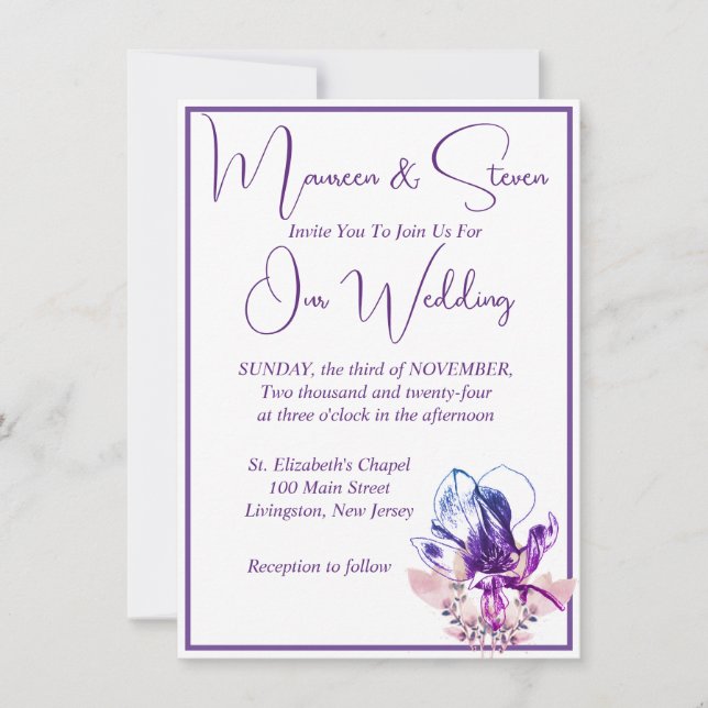 Fleurs d'orchidées Élégant Faire-part de mariage b (Devant)