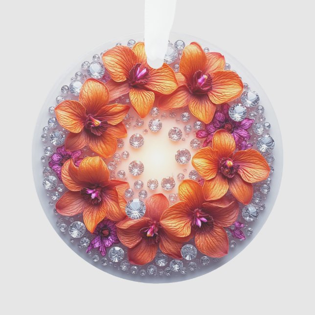 Fleurs d'orchidées enchâssées dans des cristaux (devant)