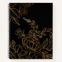 fleurs dorées carnet foncé