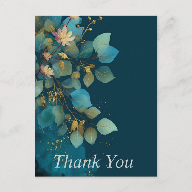 Fleurs dorées et Cartes de remerciements Feuille (Devant)
