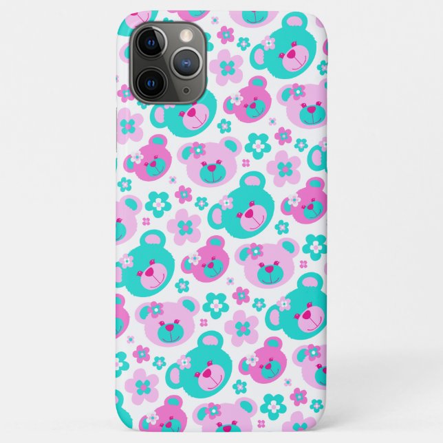 Fleurs d'ours en peluche rose aqua coque (Dos)