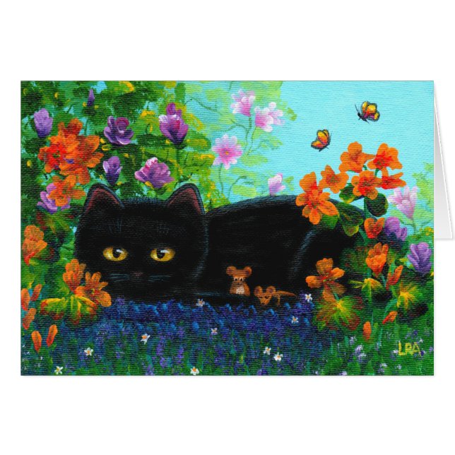 Fleurs drôles Creationarts de souris de chat noir (Devant Horizontal)
