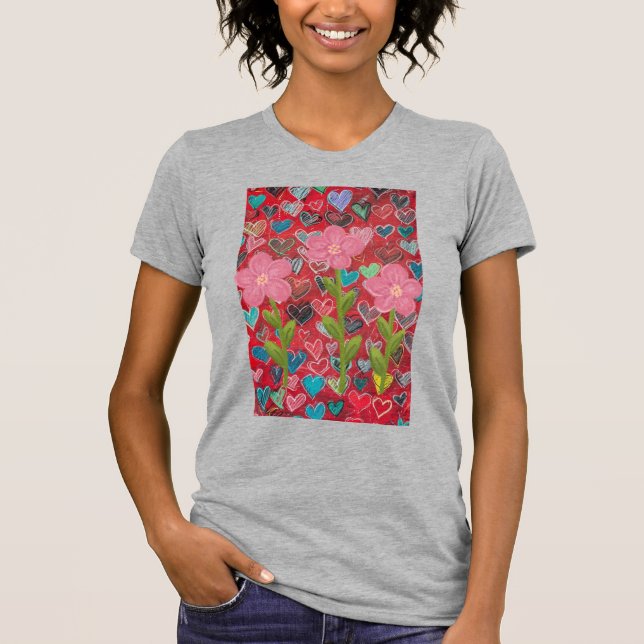 Fleurs du coeur des femmes T-Shirt (Devant)