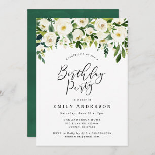 Fleurs du jardin   Invitation Floral Anniversaire