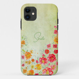 Fleurs eau couleurs coque iphone