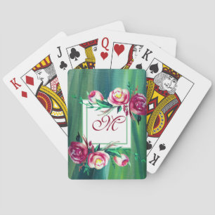 Fleurs élégantes de cartes de jeu de monogramme