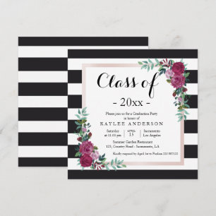 Fleurs élégantes Invitation du Graduation Party