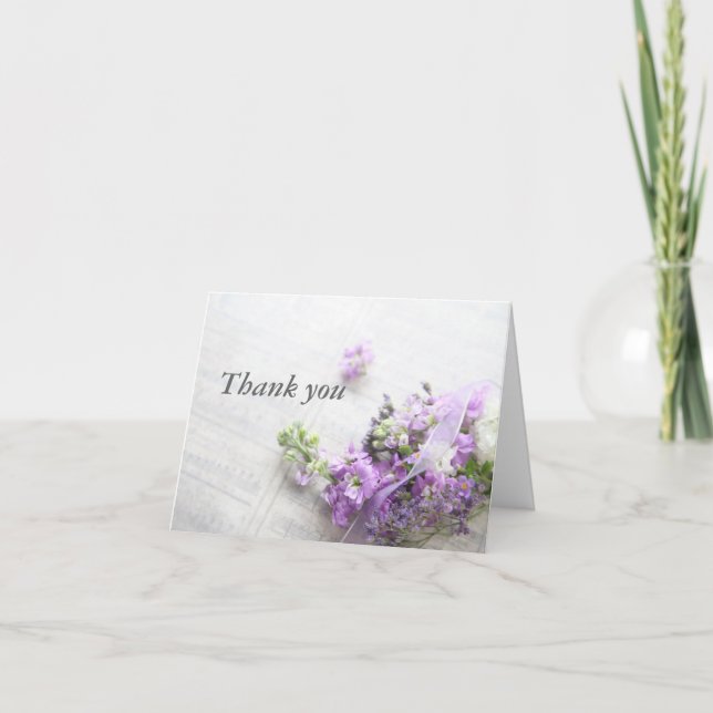 fleurs en lavande avec partition merci (Devant)