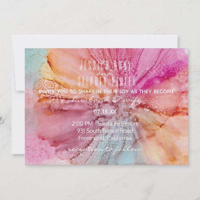 Fleurs en soie pour invitation de mariage (Devant)