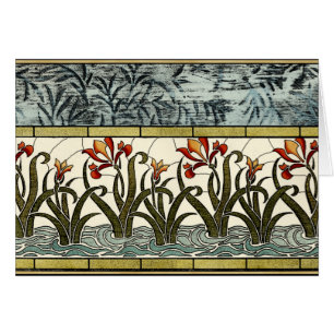 Fleurs en verre souillé avec la frontière bronzage