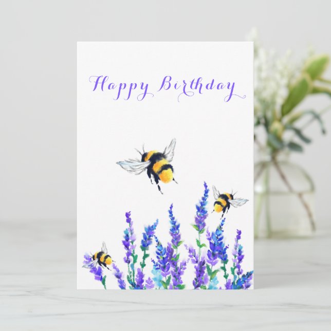 Fleurs et abeilles Carte d'anniversaire (Debout devant)