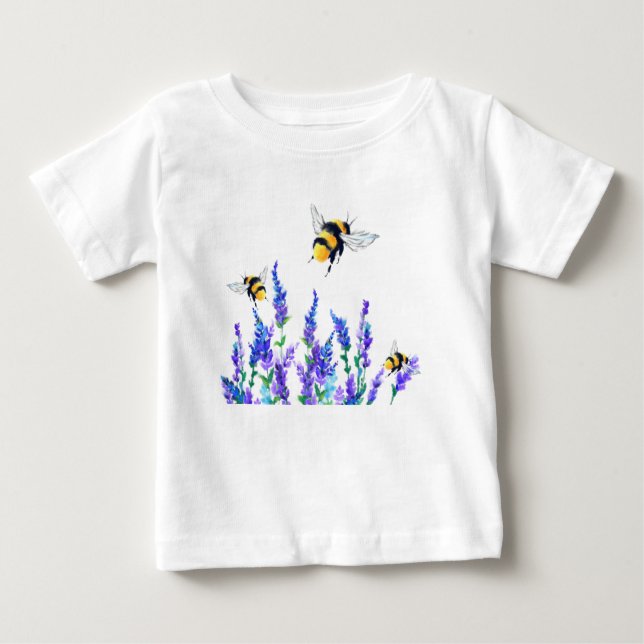 Fleurs et abeilles Flying Baby T-Shirt Printemps J (Devant)