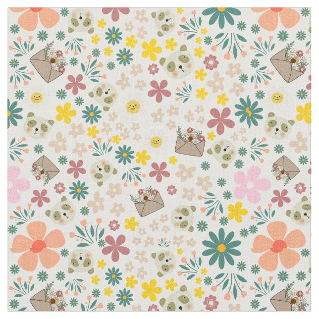 Fleurs et animaux adorables tissu ceinturé blanc (Fermer)