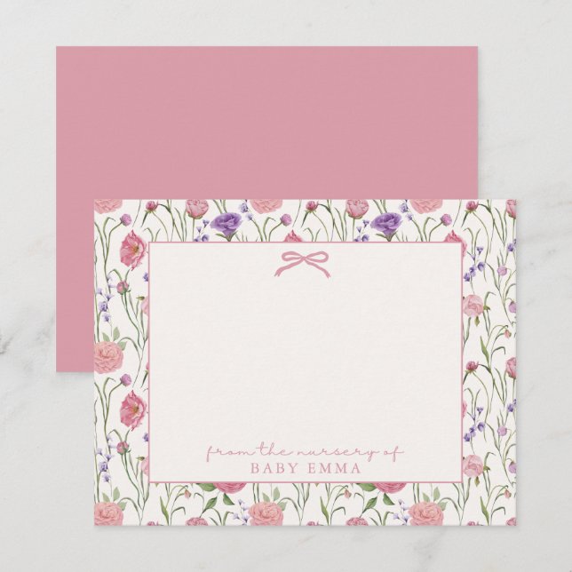 Fleurs et arc, De la pépinière de carte (Devant / Derrière)