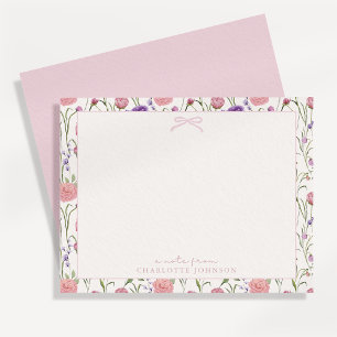 Fleurs et arc, une note de carte plate