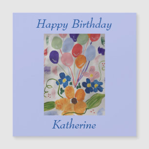 Fleurs et ballons Carte magnétique d'anniversaire