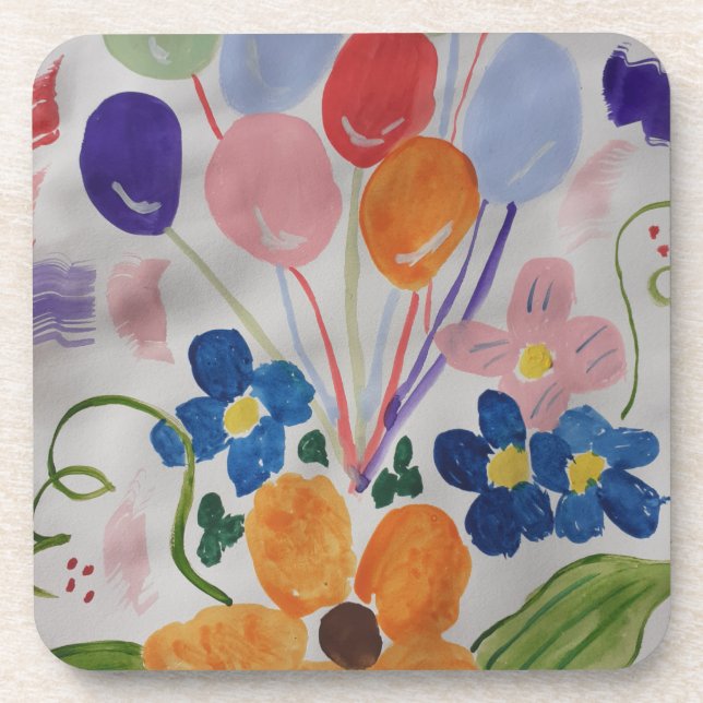 Fleurs et ballons Dessous de verre en plastique du (Devant)