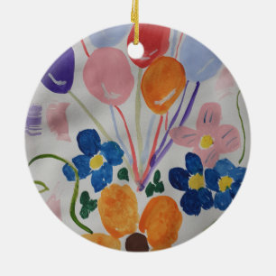 Fleurs et ballons Ornement en céramique