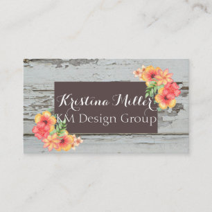 Fleurs et Barnboard   Rustique   Carte de visite
