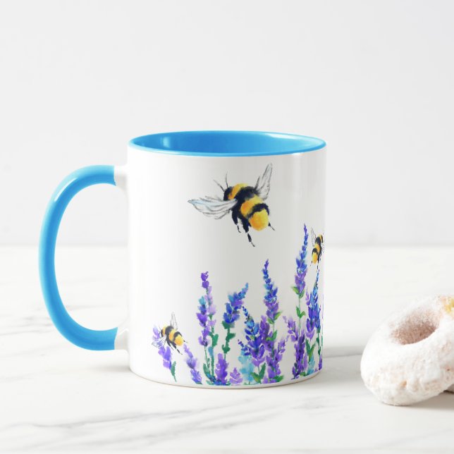 Fleurs et Bees Café Mug (Avec donut)
