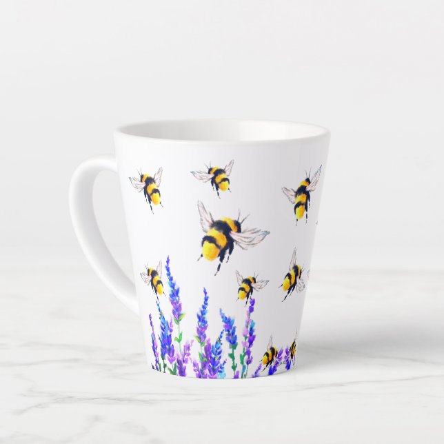 Fleurs et bees Latte Mug (Angle gauche)
