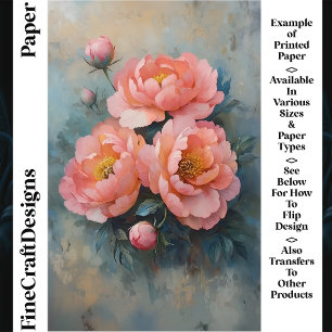 Fleurs et Boutons de Pivoine Rose Corail Doux, Pap
