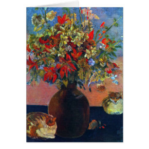 Fleurs et chats de Paul Gauguin, Art Vintage